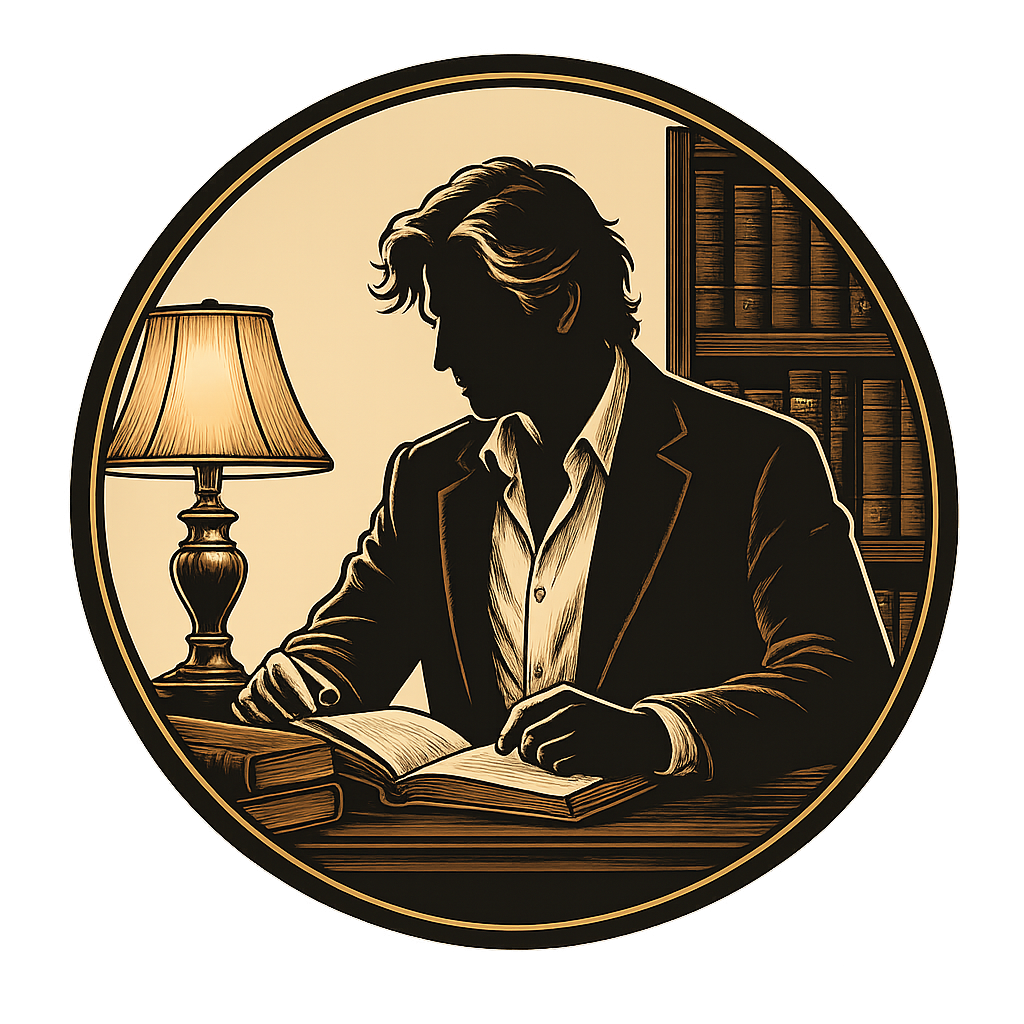 Thomas Aldric, reading by lamplight